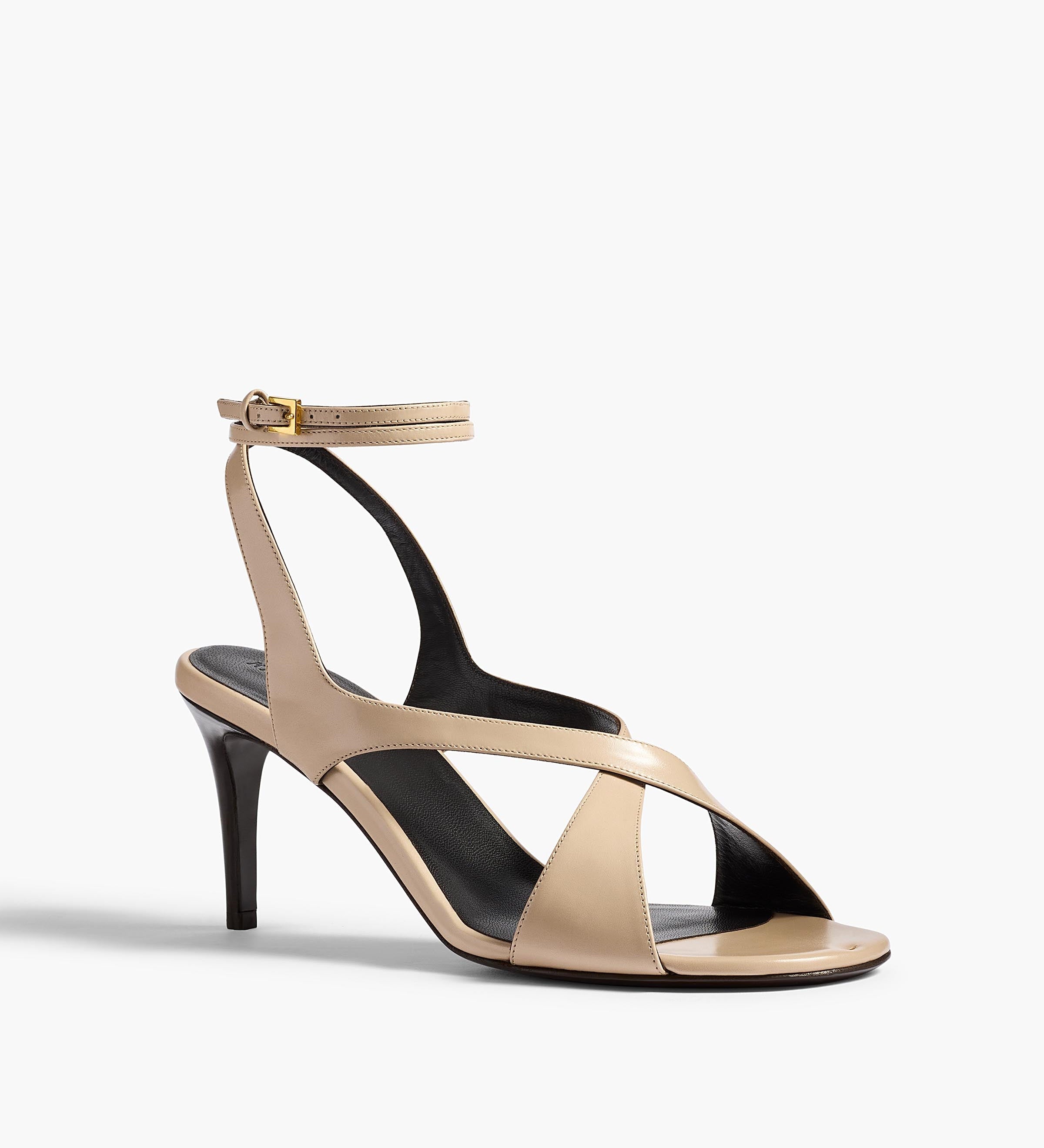 Khaite - Liria Ankle Strap Sandal in Nude Glazed Leather