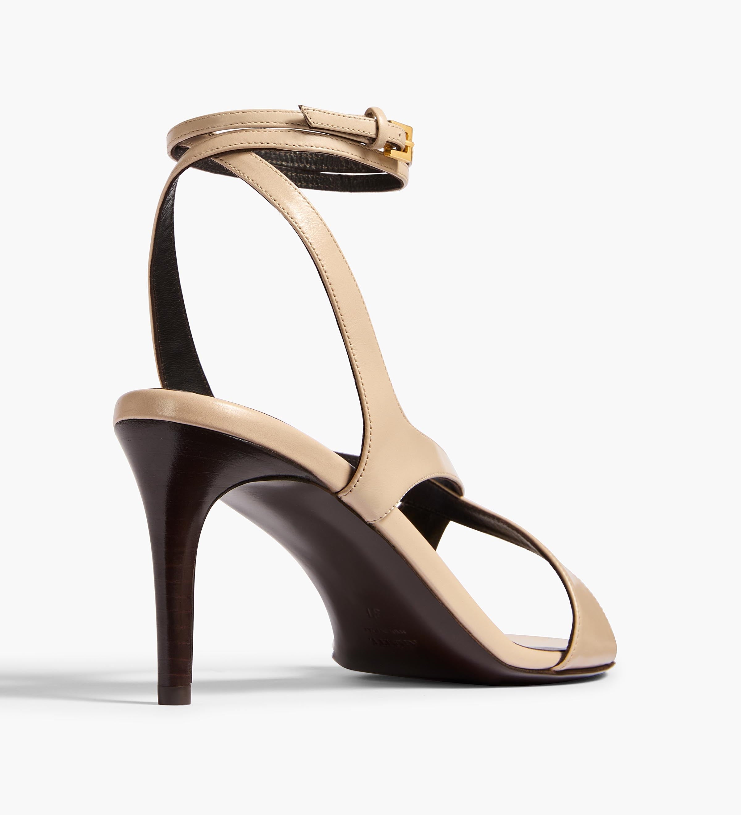 Khaite - Liria Ankle Strap Sandal in Nude Glazed Leather