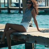 DÔEN - LIRIEL TOP -- NAVY VALENCIA GINGHAM