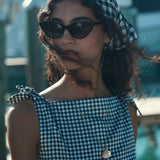 DÔEN - LIRIEL TOP -- NAVY VALENCIA GINGHAM