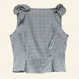 DÔEN - LIRIEL TOP -- NAVY VALENCIA GINGHAM