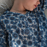 DÔEN - LITTLE MARCHE TOP -- BLEU SOLEIL FLEURIT