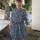 DÔEN - MILIANNE SKIRT -- BLEU SOLEIL FLEURIT