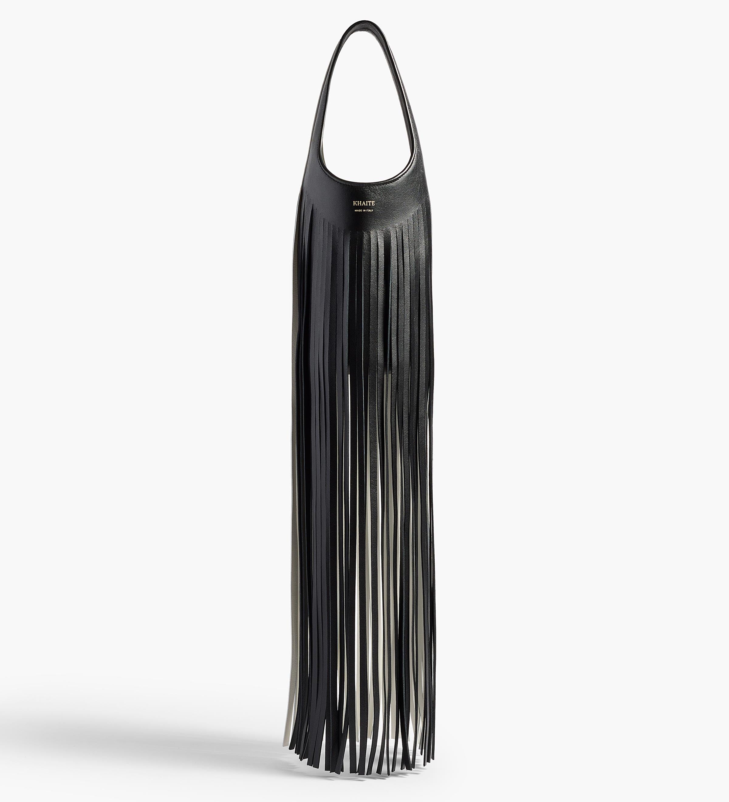 Khaite - Small Livia Fringe Bag in Black and White