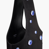 Khaite - Livia Bag in Black Suede with Midnight Crystals