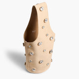 Khaite - Livia Bag in Powder Suede with Clear Crystals