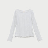 Loeffler Randall - Lolo Grey Pointelle Long-Sleeve Tee