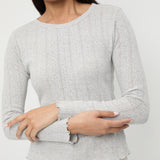 Loeffler Randall - Lolo Grey Pointelle Long-Sleeve Tee
