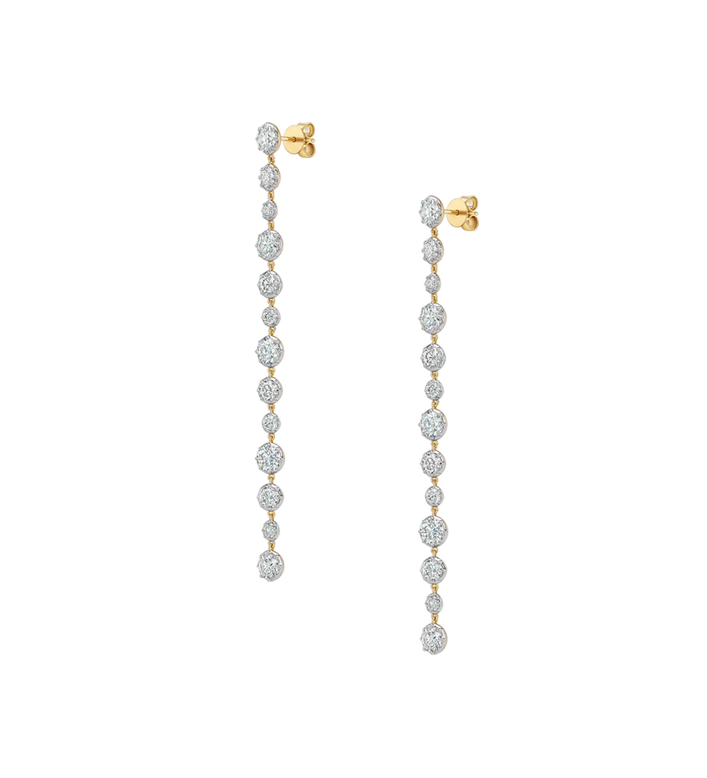 Dorsey - LONG SYLVIE RIVIÈRE EARRINGS IN MOISSANITE, GOLD VERMEIL WITH WHITE RHODIUM BEZEL