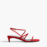 Khaite - Loop Kitten Heel Sandal in Lipstick Suede