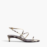 Khaite - Loop Kitten Heel Sandal in Natural Python - Embossed Leather