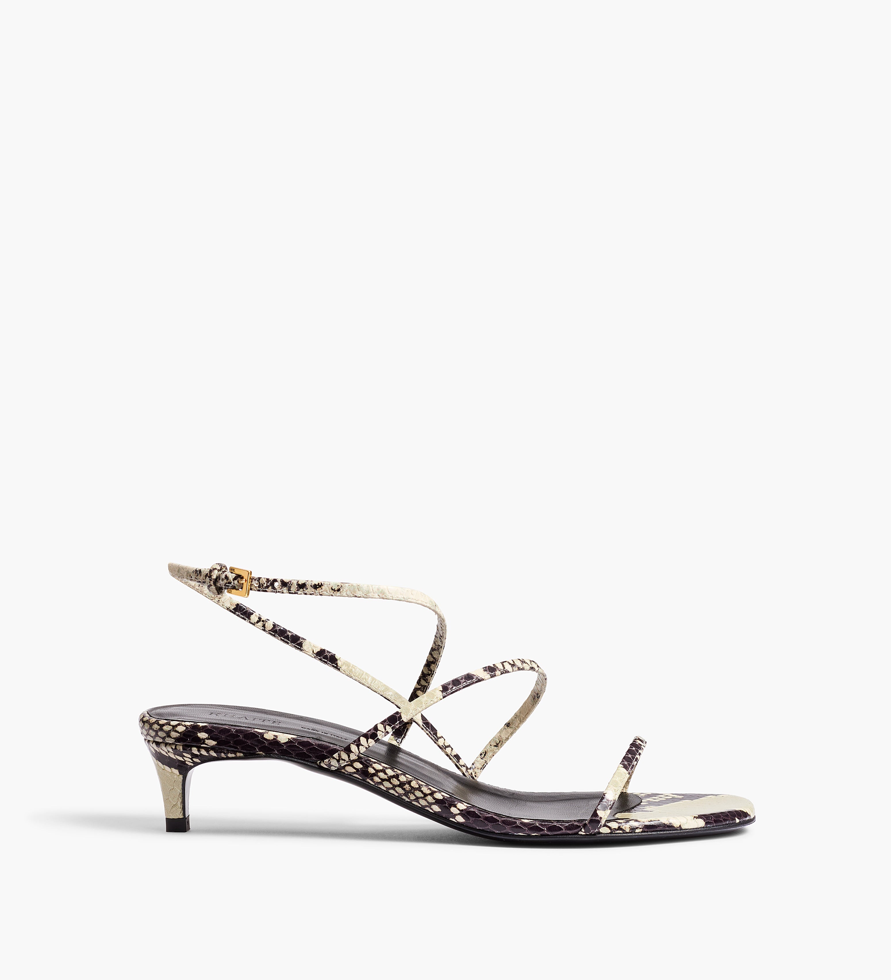 Khaite - Loop Kitten Heel Sandal in Natural Python - Embossed Leather