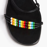Khaite - Loop Kitten Heel Sandal with Beads in Black Leather