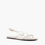 Khaite - Loop Flat Sandal with Beads in Optic White Leather