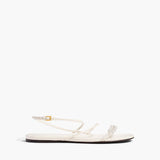 Khaite - Loop Flat Sandal with Beads in Optic White Leather