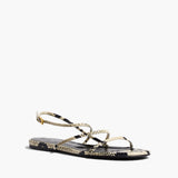Khaite - Loop Flat Sandal in Natural Python-Embossed Leather