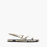 Khaite - Loop Flat Sandal in Natural Python-Embossed Leather
