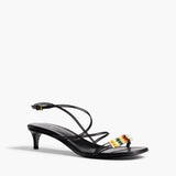 Khaite - Loop Kitten Heel Sandal with Beads in Black Leather