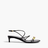 Khaite - Loop Kitten Heel Sandal with Beads in Black Leather