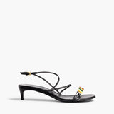 Khaite - Loop Kitten Heel Sandal with Beads in Black Leather
