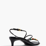 Khaite - Loop Kitten Heel Sandal with Beads in Black Leather