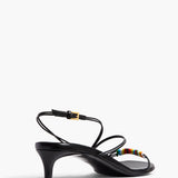 Khaite - Loop Kitten Heel Sandal with Beads in Black Leather