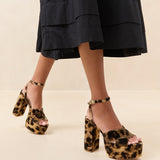 Loeffler Randall - Loretta Leopard Velvet Platform Sandal