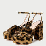 Loeffler Randall - Loretta Leopard Velvet Platform Sandal