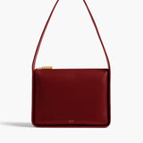 Khaite - Lori Squared Bag in Oxblood Crackle Patent Leather