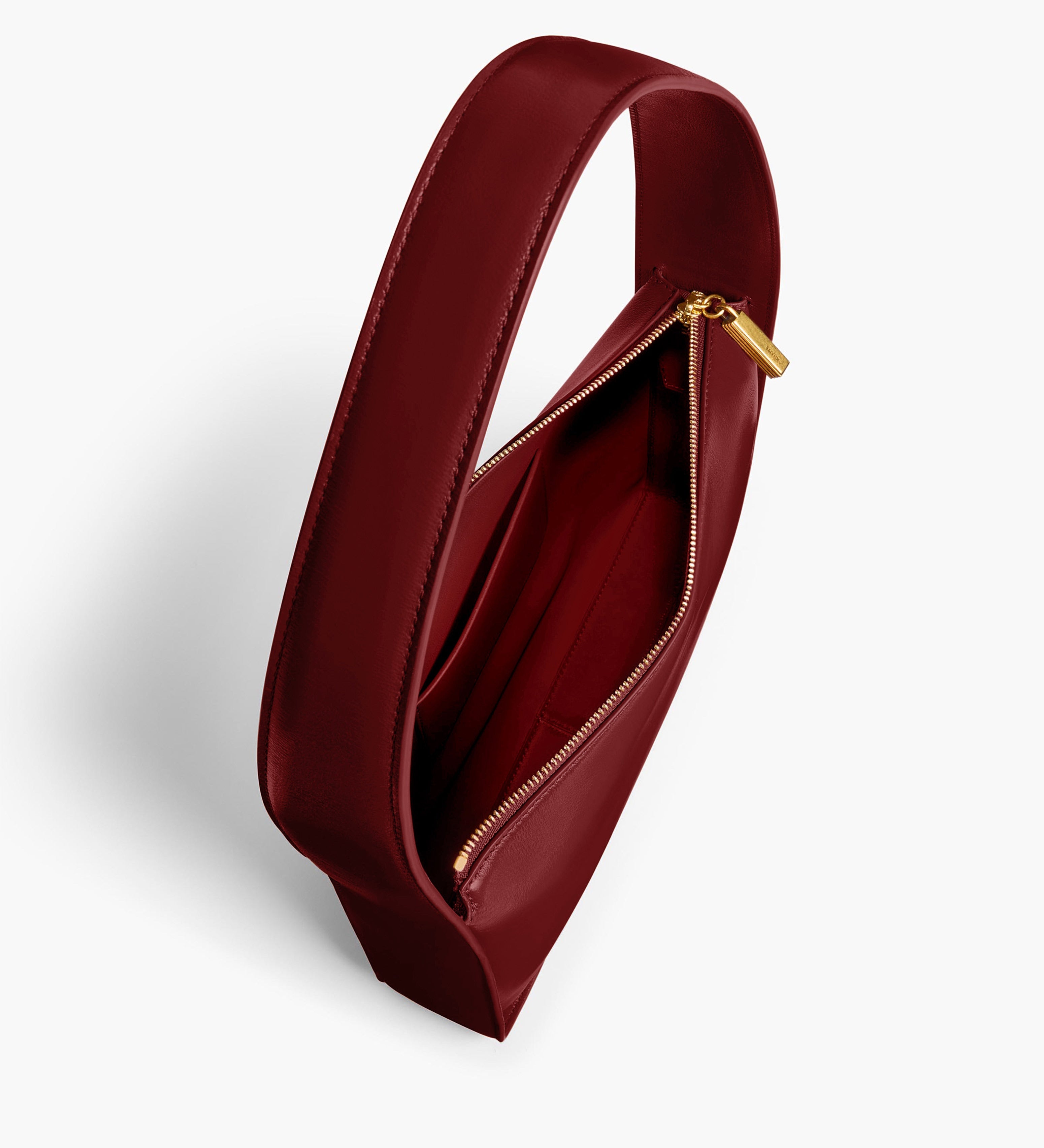 Khaite - Lori Squared Bag in Oxblood Crackle Patent Leather