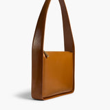 Khaite - Lori Squared Bag in Dark Honey Crackle Patent Leather