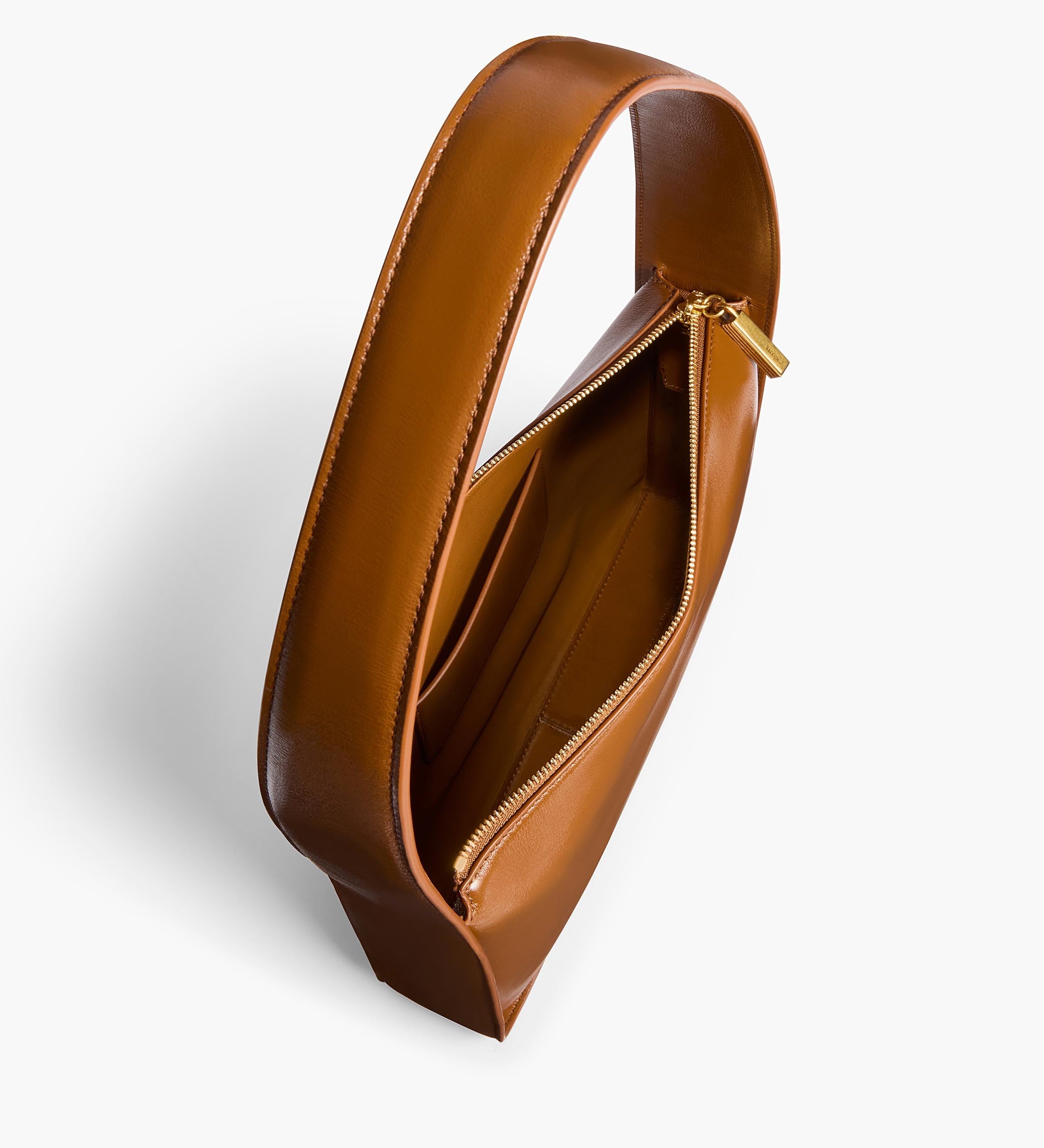 Khaite - Lori Squared Bag in Dark Honey Crackle Patent Leather