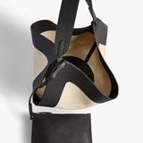 Khaite - Medium Lotus Tote in Black Leather and Natural Canvas