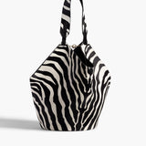 Khaite - Medium Lotus Tote in Zebra Print Haircalf and Black Suede