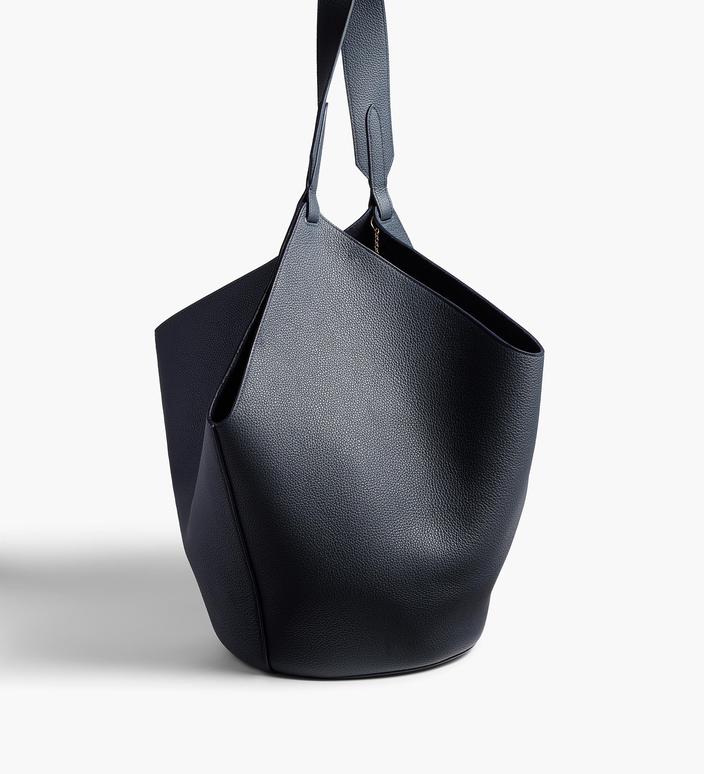 Khaite - Medium Lotus Tote in Midnight Navy Pebbled Leather