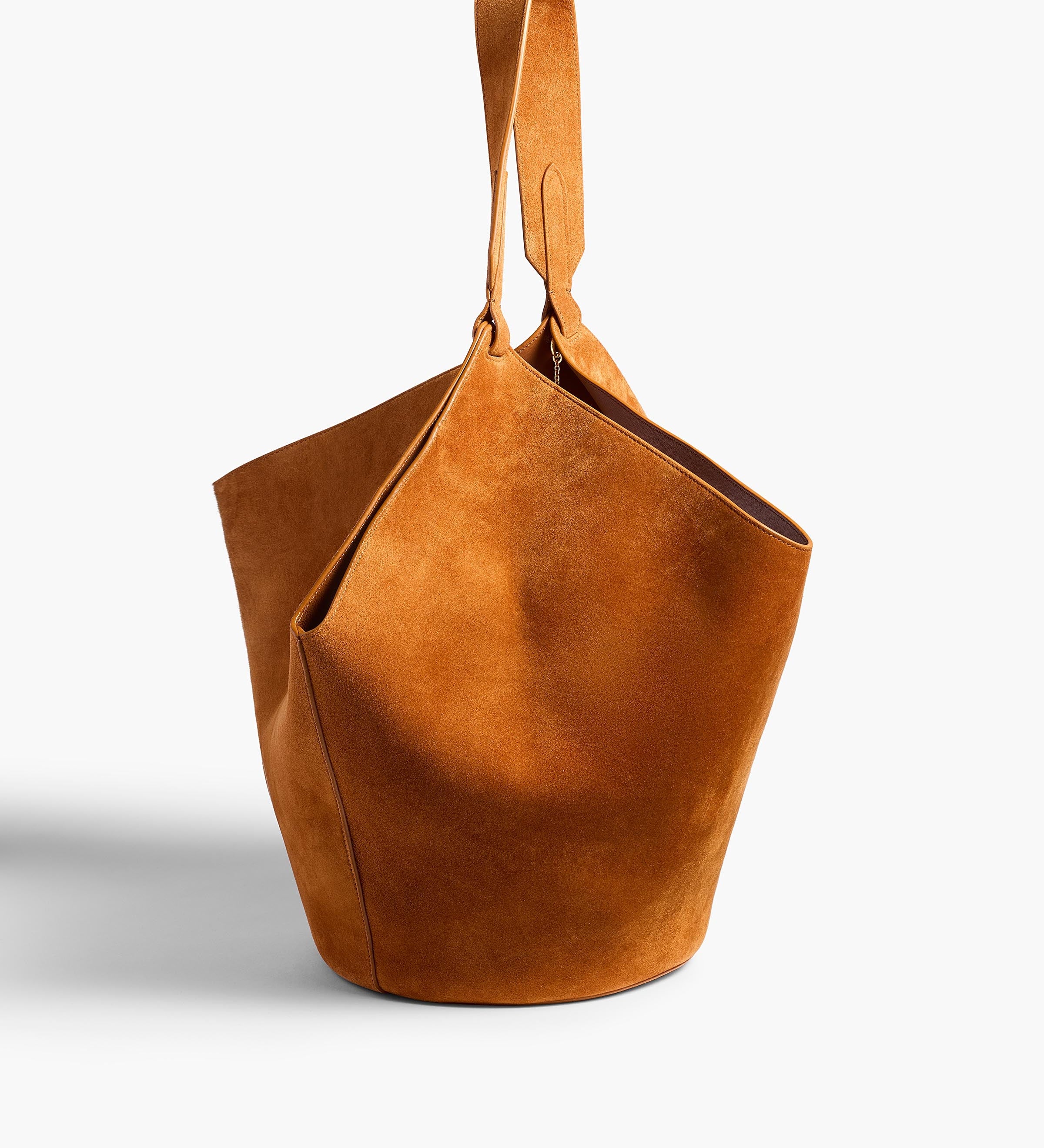 Khaite - Medium Lotus Tote in Tan Suede