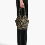 Khaite - Mini Lotus Tote in Black and White Raffia