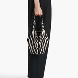Khaite - Mini Lotus Tote in Zebra Print Haircalf and Black Suede