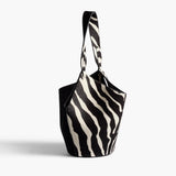 Khaite - Mini Lotus Tote in Zebra Haircalf and Black Suede