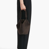 Khaite - Mini Lotus Tote in Dark Brown Suede