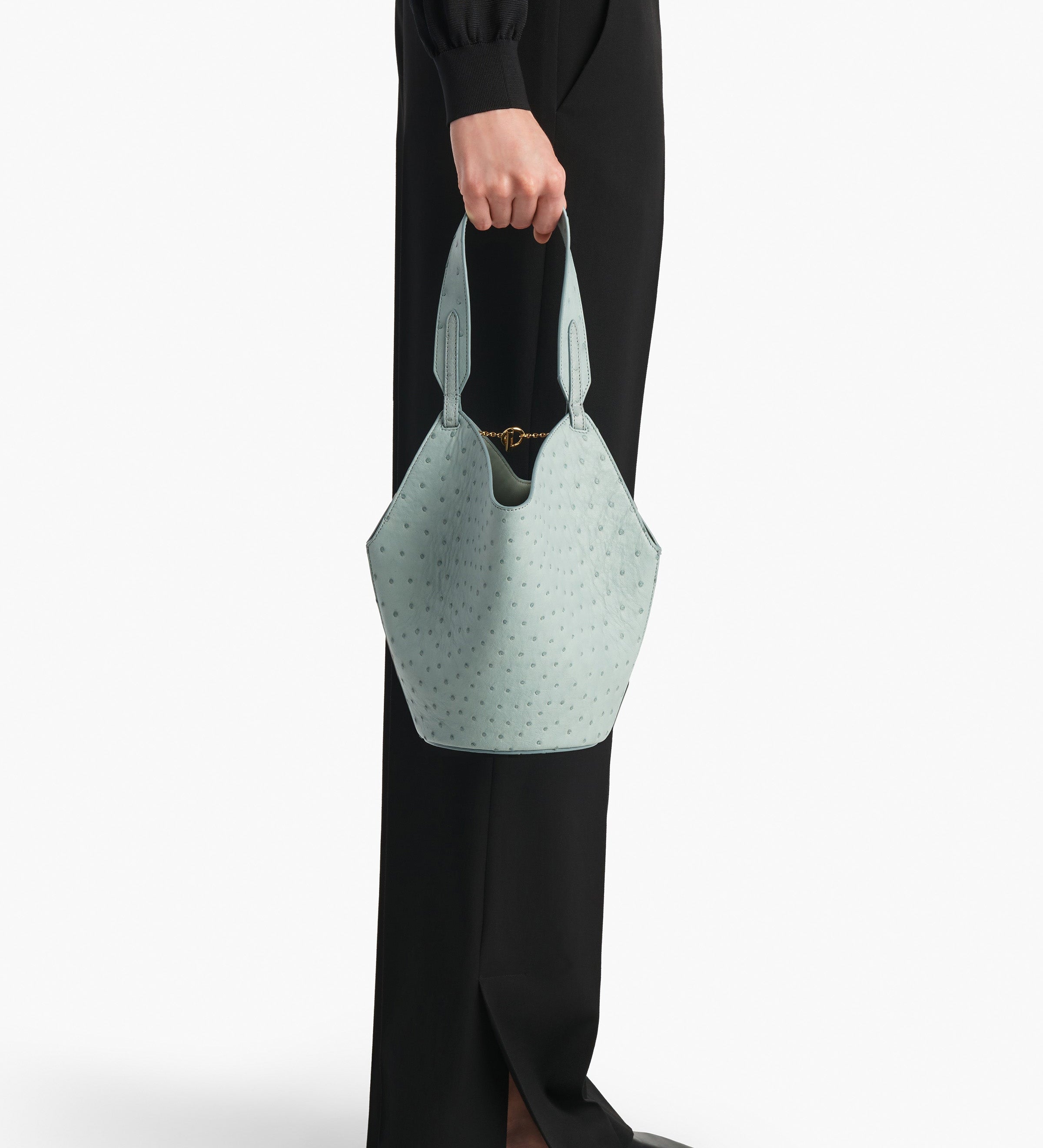 Khaite - Mini Lotus Tote in Frost Ostrich
