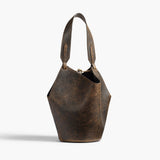 Khaite - Mini Lotus Tote in Natural and Black Distressed Leather