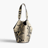 Khaite - Mini Lotus Tote in Natural Python-Embossed Leather