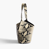 Khaite - Mini Lotus Tote in Natural Python-Embossed Leather