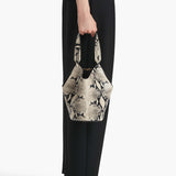 Khaite - Mini Lotus Tote in Natural Python-Embossed Leather