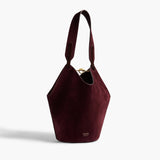 Khaite - Mini Lotus Tote in Rouge Noir Suede and Haircalf