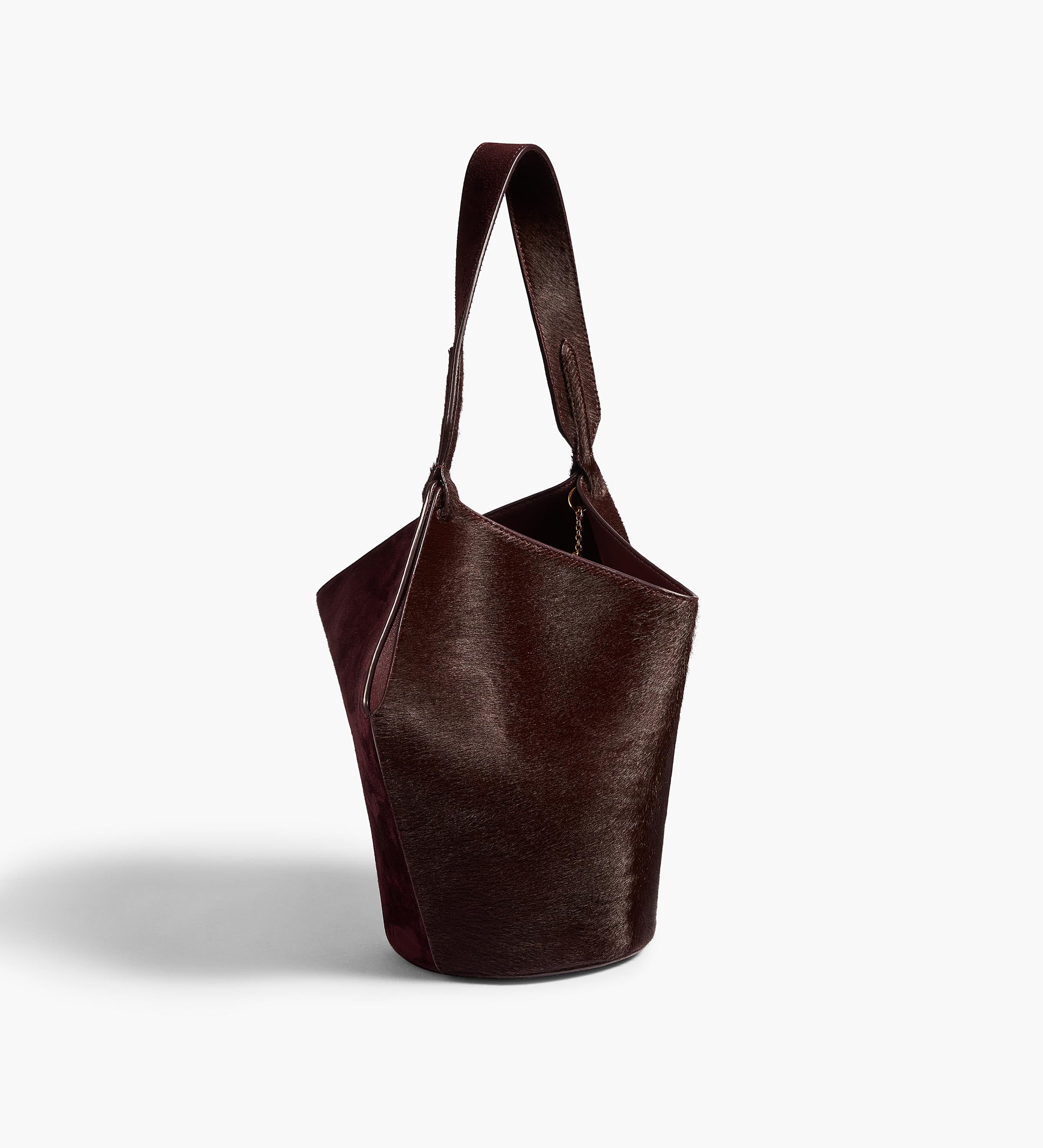 Khaite - Mini Lotus Tote in Rouge Noir Suede and Haircalf