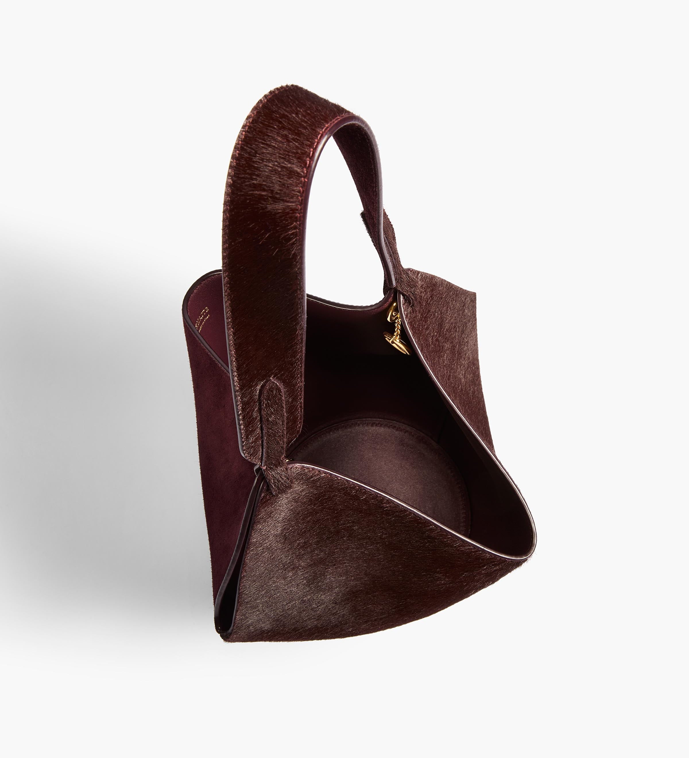Khaite - Mini Lotus Tote in Rouge Noir Suede and Haircalf