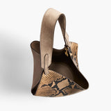 Khaite - Mini Lotus Tote in Python - Embossed Taupe and Morning Dove