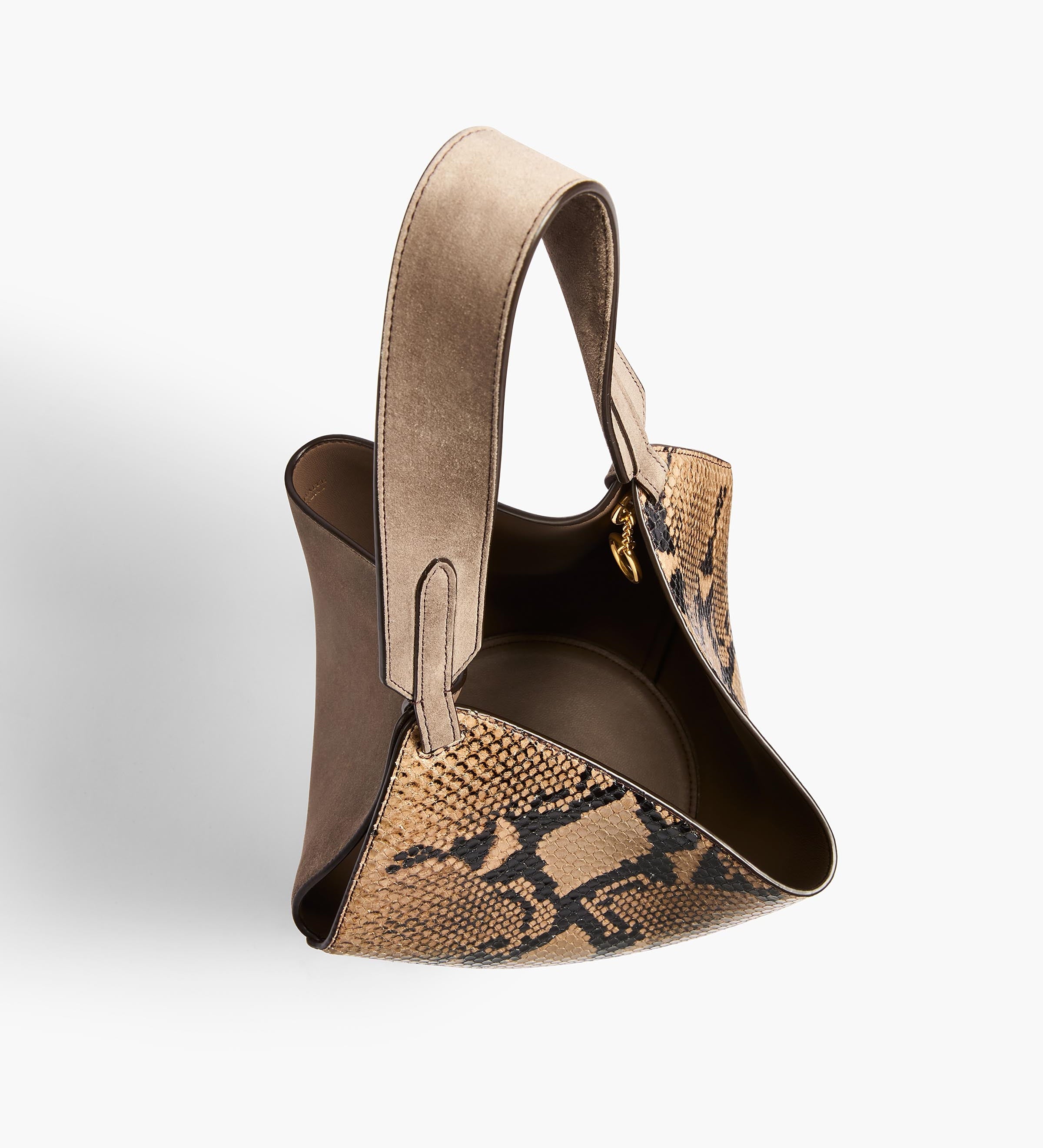 Khaite - Mini Lotus Tote in Python - Embossed Taupe and Morning Dove